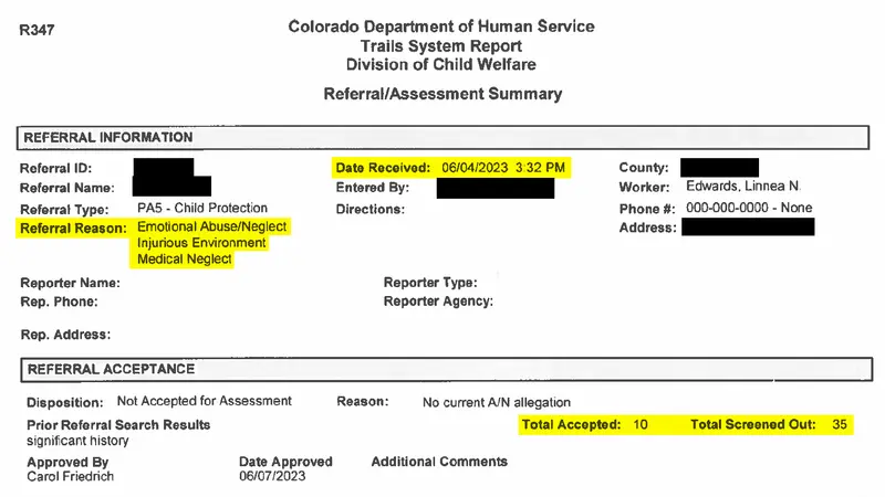 20230807 parental alienation visual evidence 45 calls a
