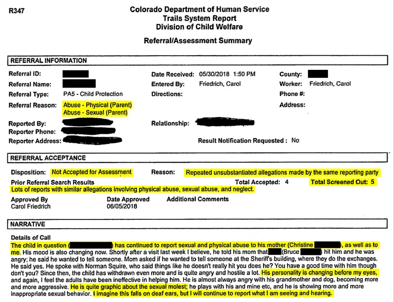 20230807 parental alienation visual evidence screened calls 2