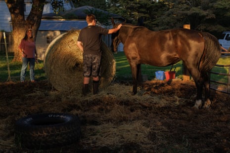 A North Carolina PFAS factory claims its emissions fell by 99.99%. A Guardian test reveals otherwise 3 Jamie White, her grandson Aiden Autry, 14, and their horse, Daisy.