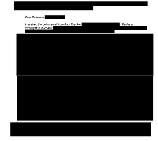 Cochrane Reviews of Psychiatric Drugs Are Untrustworthy 2 A letter that is almost completely blacked out (redacted)