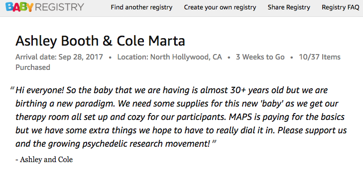 MAPS MDMA gift registry Los angeles