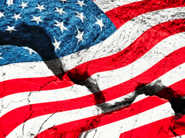 invōk.io petition & crowdfunding social platform - A petition and crowdfunding social platform invōk.io raises awareness with an american flag on a crack in the wall.