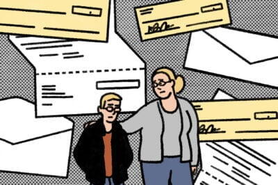 invōk.io petition & crowdfunding social platform - A woman and a child standing in front of a pile of mail