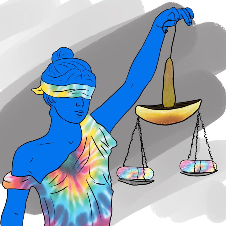 invōk.io petition & crowdfunding social platform - An invōk.io crowdfunding platform featuring an illustration of a woman holding scales of justice.