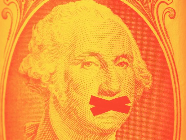 invōk.io petition & crowdfunding social platform - A dollar bill marked with red tape