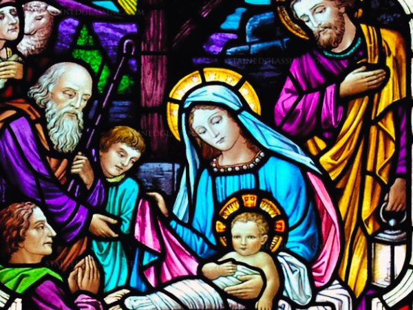 invōk.io petition & crowdfunding social platform - A stained glass window depicting the nativity scene showcased on the invōk.io crowdfunding platform.